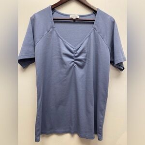 4 for $25 💙 MySTYLE Ruched V-Neck Short Sleeve Top 💙 - 1X